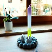 Osterdeko Untersetzer Tablett Bubbles mit Tulpe, Hasenei und dip dye Kerze Bild 3