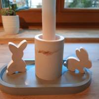 Elegantes Set aus ovalem Tablett, kleinen Osterhasen, Kerzenhalter und dip dye Kerze Bild 2
