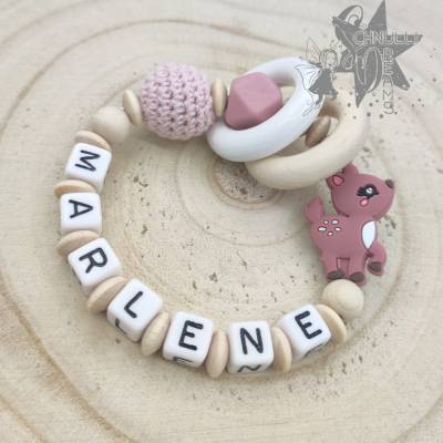 Greifling mit Name Reh altrosa