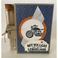 Geldgeschenk Geburtstag Reagenzglas Bike Bier Röhrchen Geldverpackung Wunscherfüller Geschenkidee Handarbeit Bild 2
