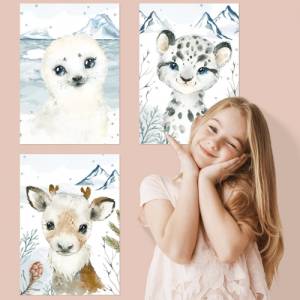 6er Poster-Set fürs Kinderzimmer mit Nordischen Tieren der Arktis | Schöne Babyzimmer Deko | ohne Rahmen | CreativeRobin Bild 4