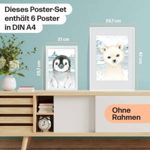6er Poster-Set fürs Kinderzimmer mit Nordischen Tieren der Arktis | Schöne Babyzimmer Deko | ohne Rahmen | CreativeRobin Bild 8