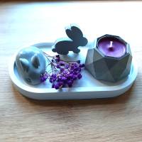 Osterdeko-Set aus ovalem Tablett, kleinen Osterhasen, Teelichthalter mit Teelicht in 2 Varianten Bild 4