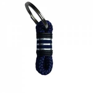 Schlüsselanhänger, klein für Motorradfahrer,  ca. 6 cm Länge, dunkelblau mit Leder, handgefertigt der Marke AlsterStrupp Bild 1