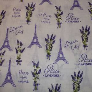 11,60 EUR/m Baumwollstoff Lavendel Paris auf weiß Webware 100% Baumwolle Bild 1