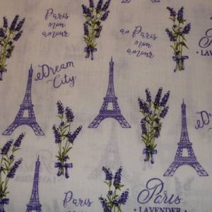 11,60 EUR/m Baumwollstoff Lavendel Paris auf weiß Webware 100% Baumwolle Bild 2