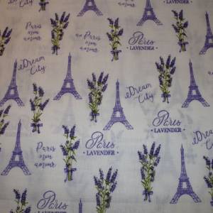 11,60 EUR/m Baumwollstoff Lavendel Paris auf weiß Webware 100% Baumwolle Bild 4