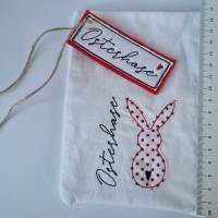 Geschenkesäckchen mit passendem Label für Ostern - OSTERHASE - in weiß mit roten Pünktchen von he-ART by helen hesse Bild 5