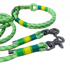 Hundeleine und Halsband Set, beides verstellbar, grün, gelb, Biothane (US-Patent) und Schnalle, 8 oder 10 mm Stärke von Bild 7