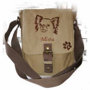 Tasche mit Chihuahua und Name Misha bestickt Bild 1