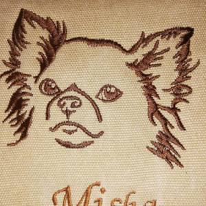 Tasche mit Chihuahua und Name Misha bestickt Bild 2