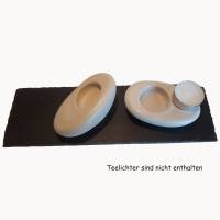Kerzenhalter für Teelichte mit Schieferplatte 2er Set Kerzenständer Betondeko hellgrau Bild 4