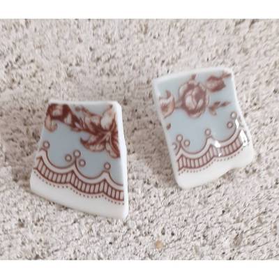 Porzellan Schmuck Upcycling Vintage Ohrstecker Creolen Designerschmuck, Sommer Trend Unikat Upcycling