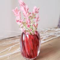 Tischdeko Windlichtglas rot Vase Teelichtglas Bild 1
