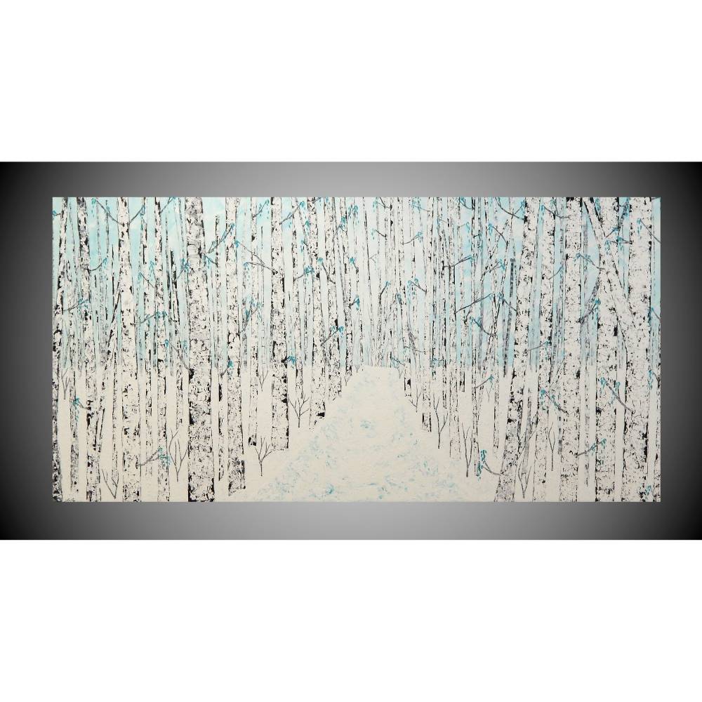Großes Acrylbild auf Leinwand, Bild mit Birken, Bäume, moderne Kunst, Malerei, 200 x 100 cm, Dekoration für Wohnzimmer Bild 1