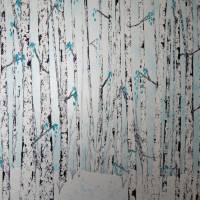 Großes Acrylbild auf Leinwand, Bild mit Birken, Bäume, moderne Kunst, Malerei, 200 x 100 cm, Dekoration für Wohnzimmer Bild 4