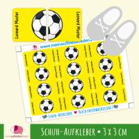 24 Schuhaufkleber | Fußball gelb + Schutzfolie  - 3 x 3 cm Bild 1