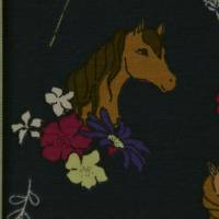 ♕ Jersey mit Pferden Pferde mit Blumen Boho 50 x 145 cm Nähen Stoff ♕ Bild 4