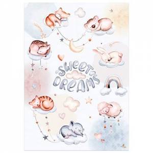 Sweet Dreams Poster fürs Kinderzimmer, Kindergarten & Grundschule | Süße schlafende Tiermotive | DIN A3 Größe Bild 1