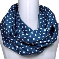 Geschenk Frau-Damen Loop-Geschenk Geburtstag-Schal blau weiß mit Punkten-Baumwollschal-Geschenkidee Nichte Enkelin Bild 1