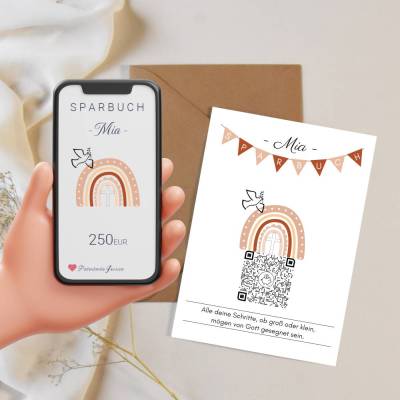 Geldgeschenk zur Taufe, Kommunion, Konfirmation | Digitale Spardose | Friedenstaube