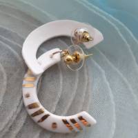 PORZELLAN Schmuck Ohrringen Ohrhänger Ohrstecker Creolen Designerschmuck, Sommer Trend Unikat vergoldet Bild 2