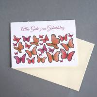 Geburtstagkarte Schmetterlinge personalisierbar,  Grußkarte zum Genesung, Klappkarte Dankesagung Bild 2
