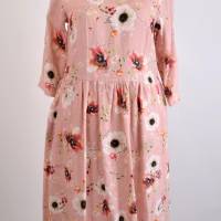 Damen Tunika Kleid | Motiv/Große Blumen Muster Altrosa | Bild 1