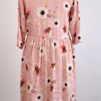 Damen Tunika Kleid | Motiv/Große Blumen Muster Altrosa | Bild 2
