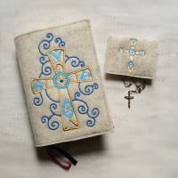 Bestickte Rosenkranztasche aus Filz *Motiv Kreuz unterteilt *individuell angefertigt Bild 4