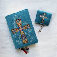 Bestickte Rosenkranztasche aus Filz *Motiv Kreuz unterteilt *individuell angefertigt Bild 6