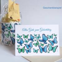 Schmetterlinge als Geburtstagskarte personalisierbar,  Schöne farbenfrohe Grußkarte Dankesagung, Klappkarte zum Genesung Bild 3
