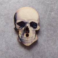 Schädel Totenkopf Skull Holzknöpfe naturfarben Bild 2