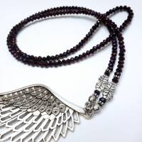 Halskette mit XXL Anhänger Feder Flügel Glas Perlen Kette Perlenkette aus Glas handmade Halskette lang Bild 2