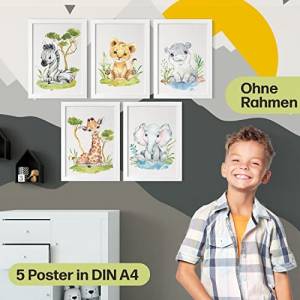 5er Poster-Set fürs Kinderzimmer I Süße Babyzimmer Deko I ohne Rahmen I CreativeRobin Bild 1