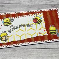 Grußkarten / Glückwunschkarten zur Einschulung, „süße Bienchen zum Schulanfang“, Grüße an das Schulkind, Handarbeit Bild 2