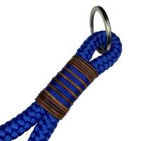 Schlüsselanhänger handgefertigt der Marke AlsterStruppi in royalblau, cognacfarbenen Leder, personalisiert ist möglich Bild 2