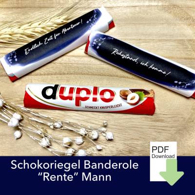 Download 27 Duplo Banderole, Kinderriegel Banderole, Botschaften Renteneintritt für Ihn, Ruhestand, Abschiedsgeschenk