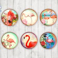 395 - Motivcabochon Set, Glascabochons Handmade Flamingos Bild 1