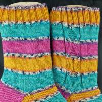 Socken Größe 40/41, handgestrickt, leuchtende Farben Stricksocken Bild 3