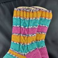 Socken Größe 40/41, handgestrickt, leuchtende Farben Stricksocken Bild 5