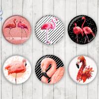 1454 - Motivcabochon Set, Glascabochons Handmade Flamingo Bild 1