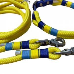 Hundeleine und Halsband Set, beides verstellbar, gelb, blau, Biothane (US-Patent) und Schnalle, 8 oder 10 mm Stärke von Bild 7