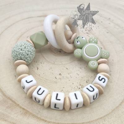 Greifling mit Name Schildkröte lindgrün