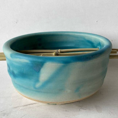 Handgefertigte Seifenschale Karibik2 mit Bambus Ablage