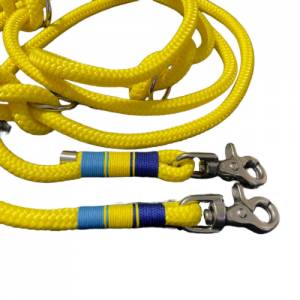 Hundeleine verstellbar / Tauleine maritim gelb mit blau, ca. 200 cm verstellbar, Marke AlsterStruppi, edel und hochwerti Bild 2