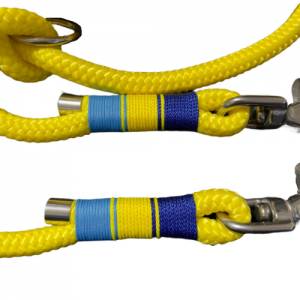Hundeleine verstellbar / Tauleine maritim gelb mit blau, ca. 200 cm verstellbar, Marke AlsterStruppi, edel und hochwerti Bild 3