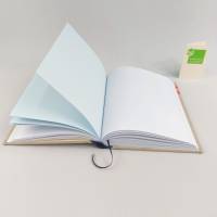 Notizbuch, A5, Vintage, Leinentuch, Mangeltuch, Rolltuch, 150 Blatt, rot blau beige, upcycling Bild 5