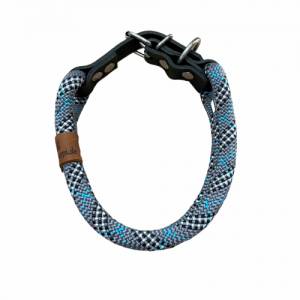 Leine Halsband Set, Tau 6, 8 oder 10 mm, verstellbar, grau, schwarz, blau, weiß, silber, mit Leder pink und Schnalle Bild 7