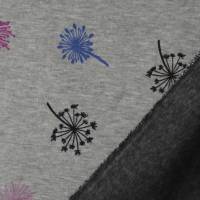 ♕ Alpenfleece Stoff grau melange mit Pusteblumen 50 x 150 cm Kuschelsweat ♕ Bild 5